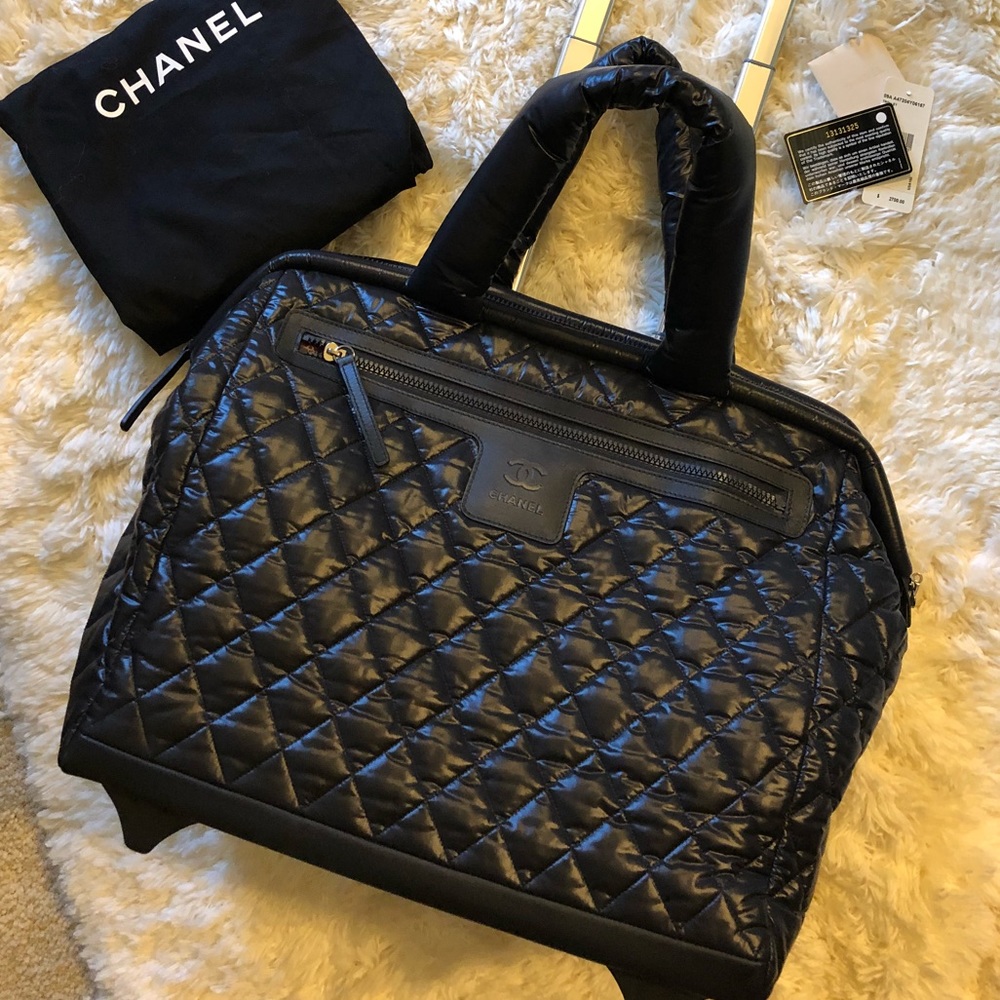 💯%Aut Chanel Rolling Luggage Travel Suitcase Bag
